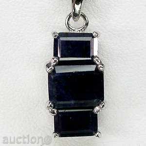 SILVER MEDALONE WITH NATURAL BLACK Sapphires