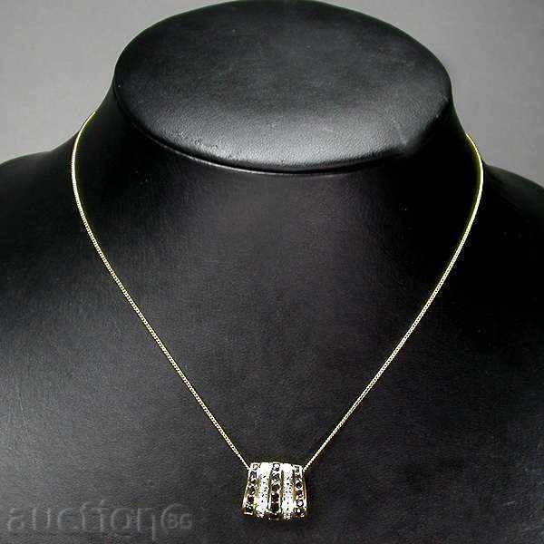 SILVER MEDALONE WITH NATURAL BLACK SADPHIRES AND DIAMONDS