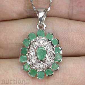 pandantiv de argint verde smarald naturale