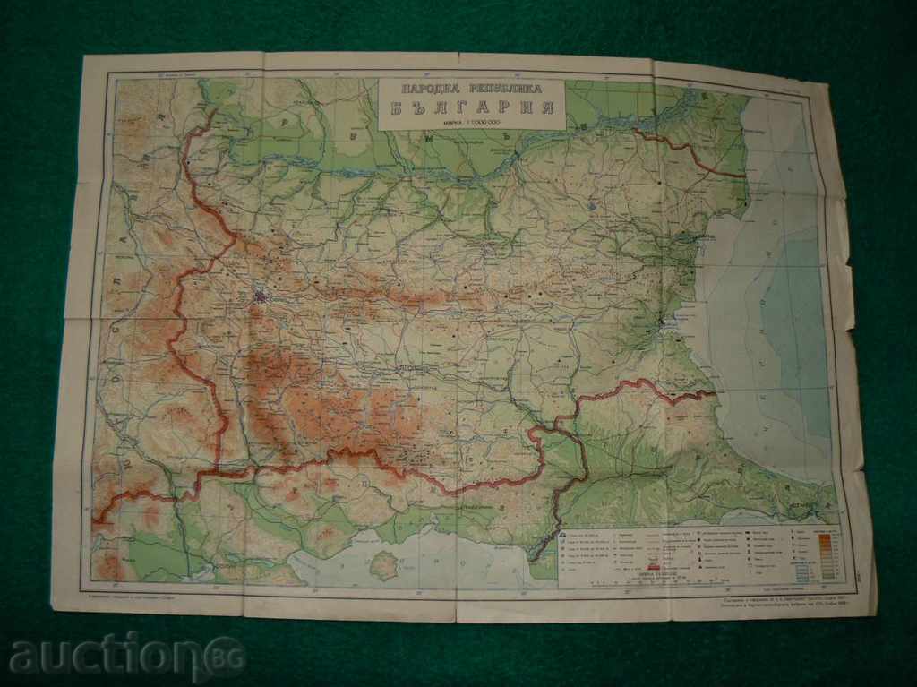 Map of Bulgaria from 1958