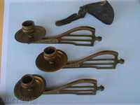 Candlestick set and blade of bronze old