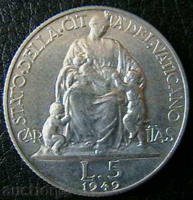 5 liras 1949, Vatican