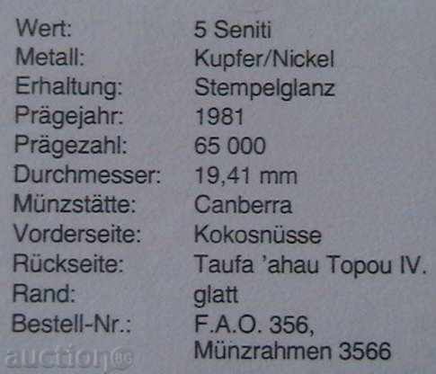 Auction 5 seasons 1981 FAO, Tonga Auction 5 seasons 1981 FAO, Tonga