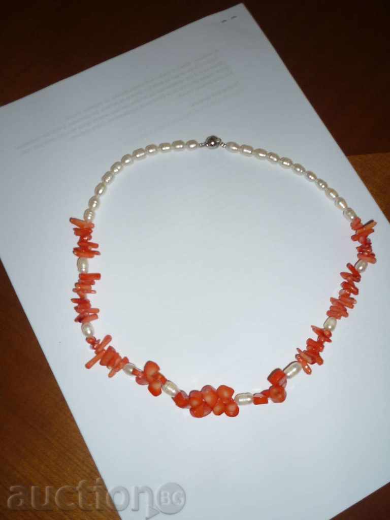 Gerard of natural coral and white pearls-3