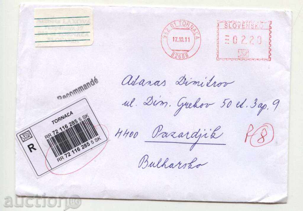 Călătorind sac - scrisoare recomandată din Slovacia