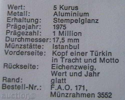 Auction 5 kurus 1975 FAO, Turkey Auction 5 kurus 1975 FAO, Turkey
