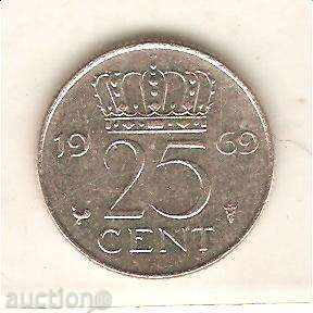 +Холандия  25 цента    1969 г. privy mark петел