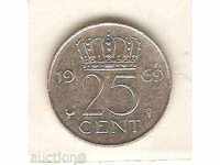 + Netherlands 25 cents 1969 privy mark cock