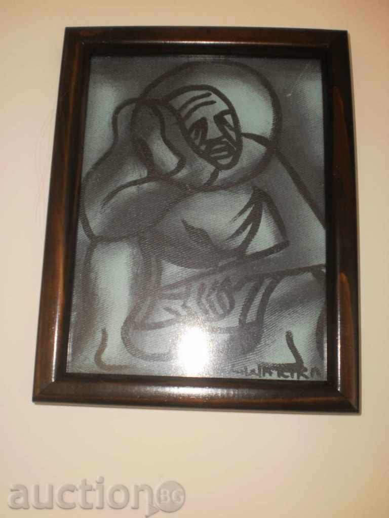 Delivery of A resting man-African batik in blue Delivery of A resting man-African batik in blue