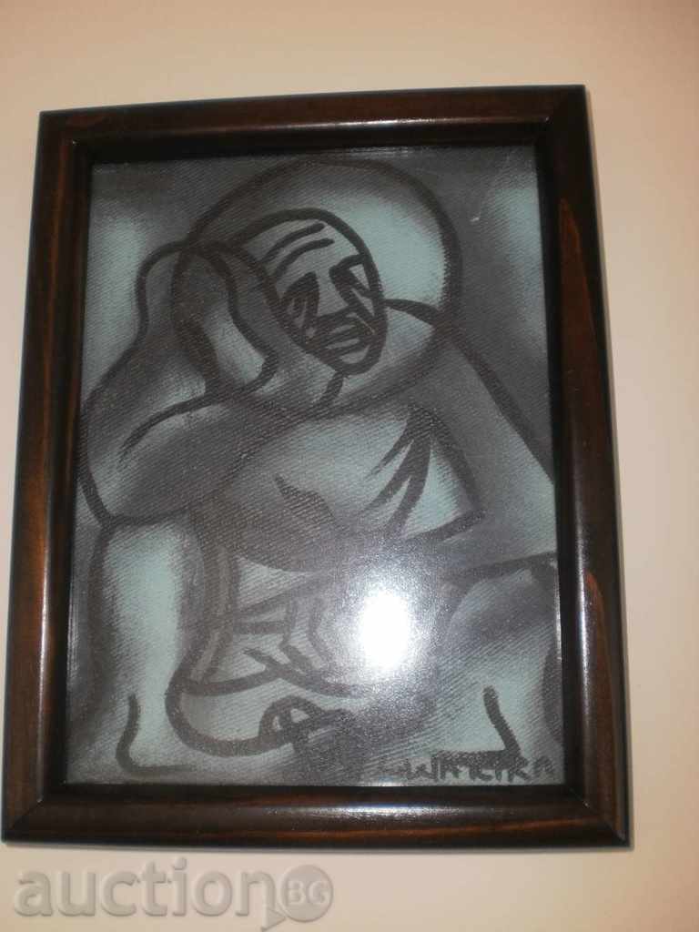 A resting man-African batik in blue - 5 A resting man-African batik in blue - 5