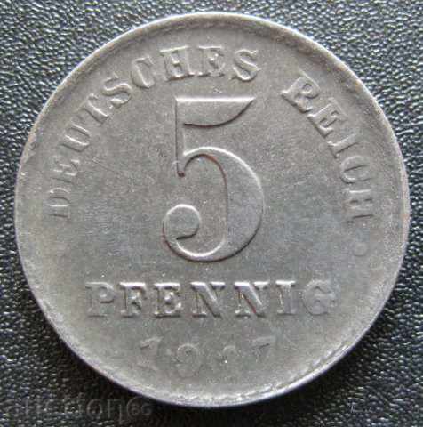 GERMANIA - 5 pfennig - 1917D