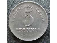 GERMANIA - 5 pfennig - 1917D