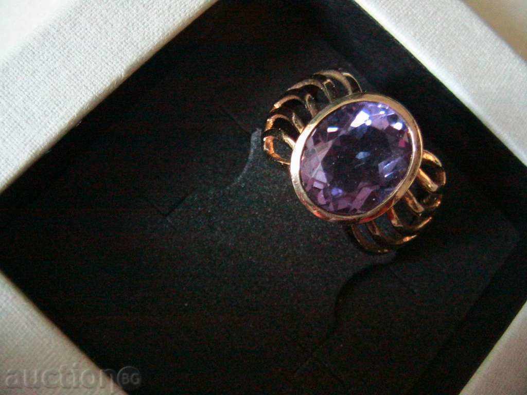 SOLID SILVER RING, 925 SILVER, AMETHYST, GOLD PLATED with price 397.00 BGN | € 202.98 SOLID SILVER RING, 925 SILVER, AMETHYST, GOLD PLATED with price 397.00 BGN | € 202.98