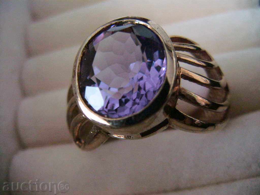 SOLID SILVER RING, 925 SILVER, AMETHYST, GOLD PLATED SOLID SILVER RING, 925 SILVER, AMETHYST, GOLD PLATED