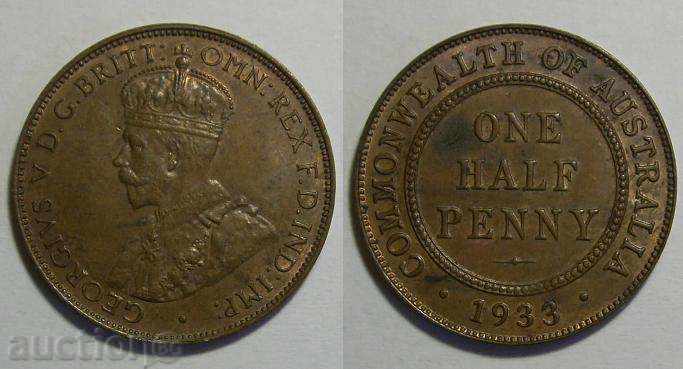 Αυστραλία κέρμα 1/2 δεκάρα 1933 Εξαιρετική XF +