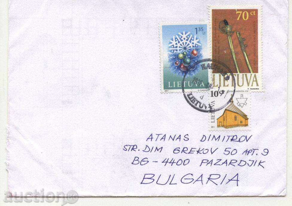 Пътувал  плик с марка  Коледа 2007 от Литва