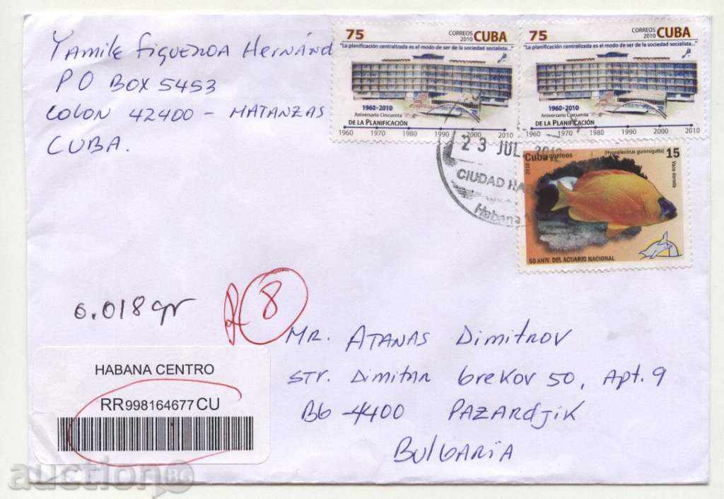 Пътувал  плик с марки 2010 от Куба
