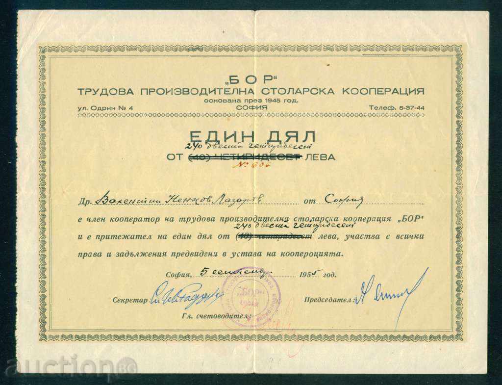 240 λεβ ανά μετοχή ΣΟΦΙΑ 1955 Stolarski COOP 6K147