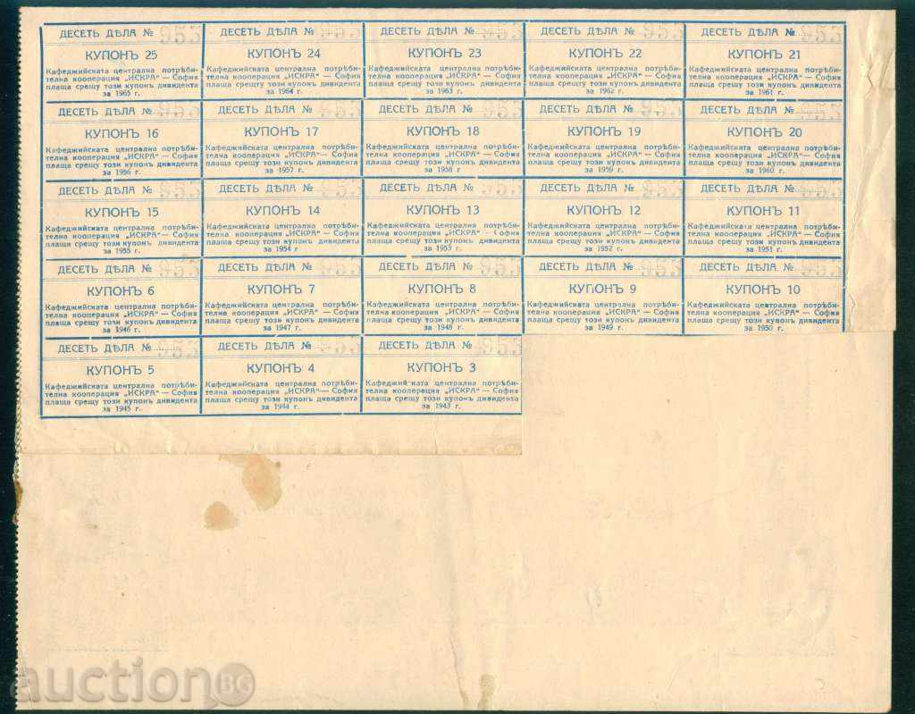 Auction Action 1000 lv SOFIA 1941 COFFEE COOPERATION 6K158 Auction Action 1000 lv SOFIA 1941 COFFEE COOPERATION 6K158