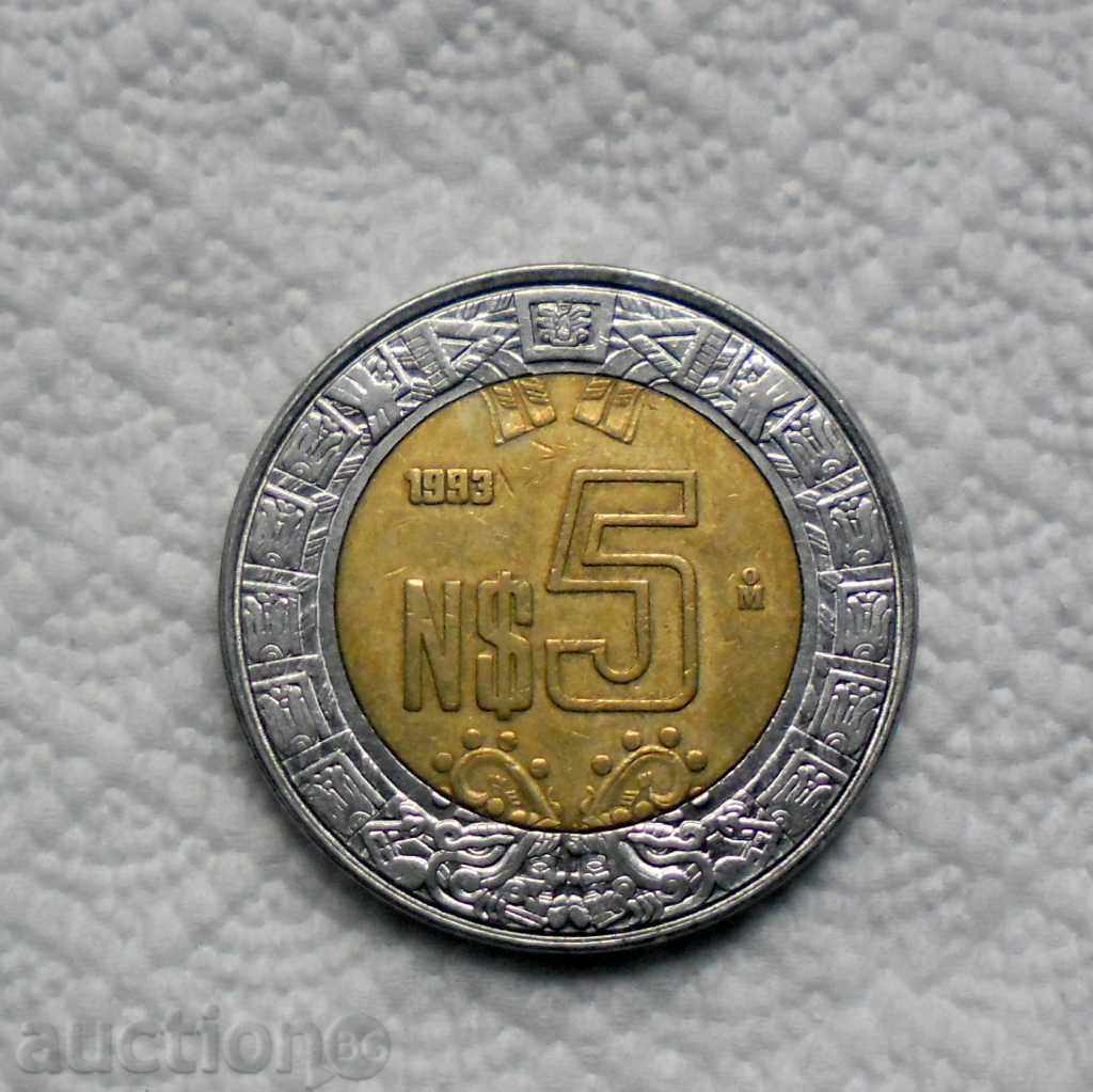 5 pesos-Mexic-1993 D