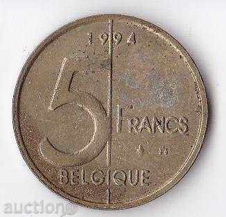 Belgium, 5 Franc 1994 Alber II