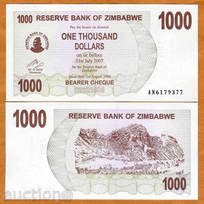 +++ Zimbabwe 1000 Dollars P-44 2006 UNC +++
