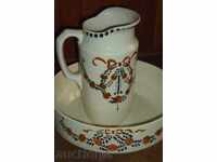 Antique porcelain jug with washbasin legend late 19th century