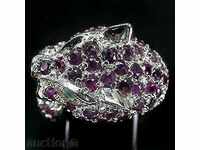 ΑΣΗΜΕΝΙΟ ΔΑΧΤΥΛΙΔΙ TIGER με φυσικό ρουμπίνια και σμαράγδια