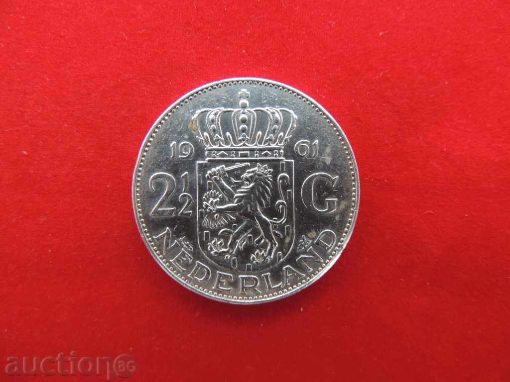 2.5 guilders 1961 Netherlands silver-QUALITY-