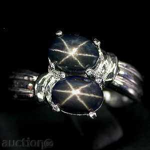SILVER RING WITH NATURAL SONGS Sapphire Star
