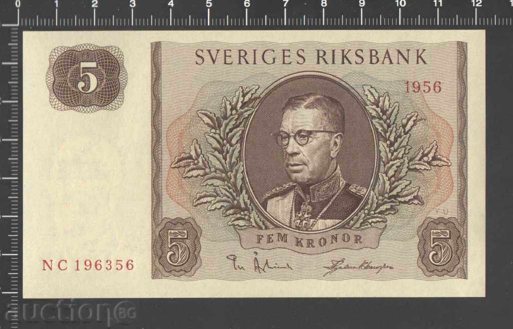 5 coroane Suedia 1956. UNC