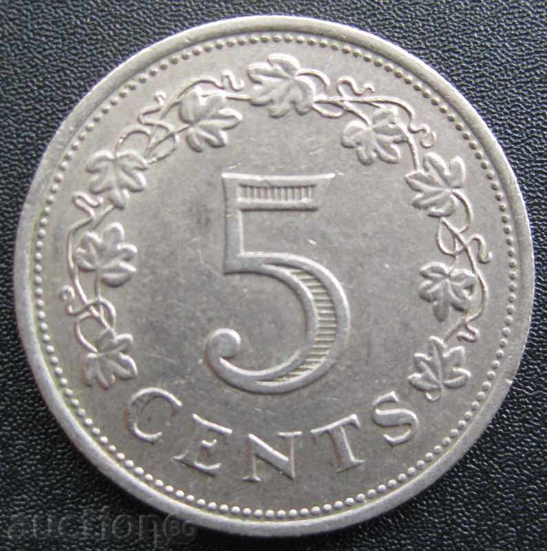 Malta 5 cenți 1972