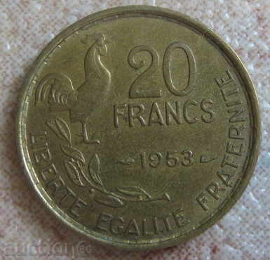 FRANCE-20 francs-1953