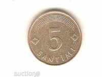 + Latvia 5 centimes 1992