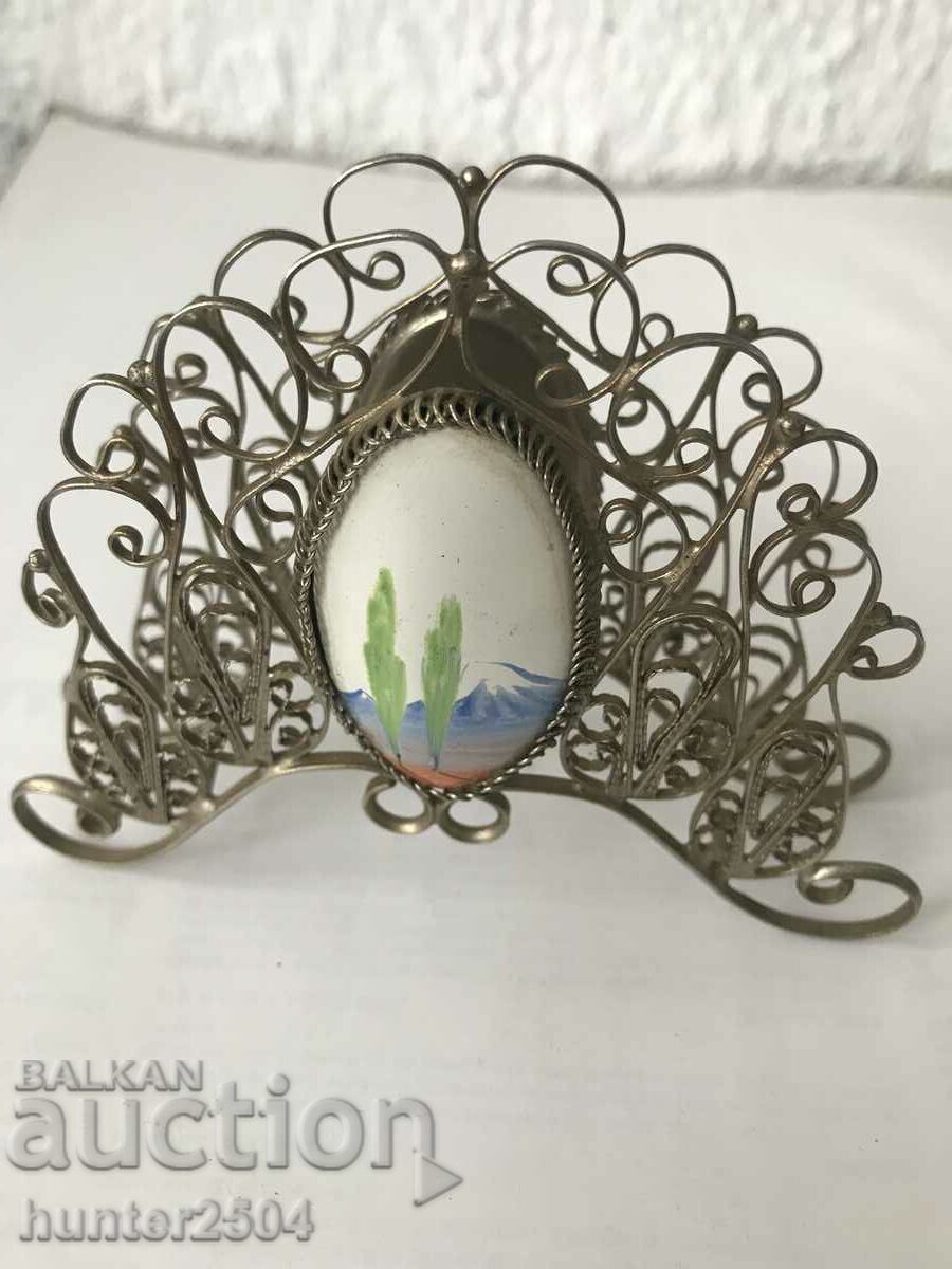 Auction  napkin holder/ metal+ porcelain/ -9 cm