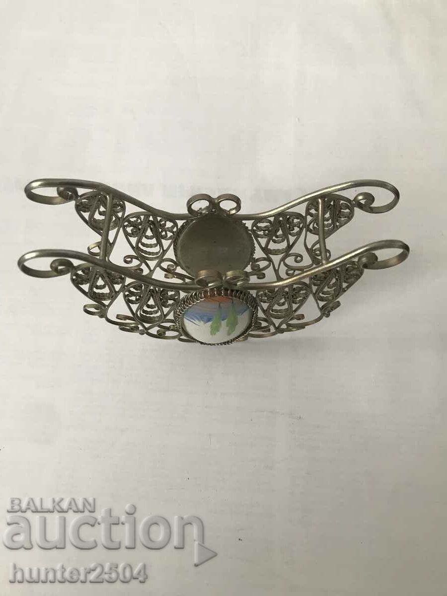 Delivery of napkin holder/ metal+ porcelain/ -9 cm