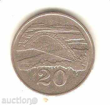 +Зимбабве  20  цента  1980 г.