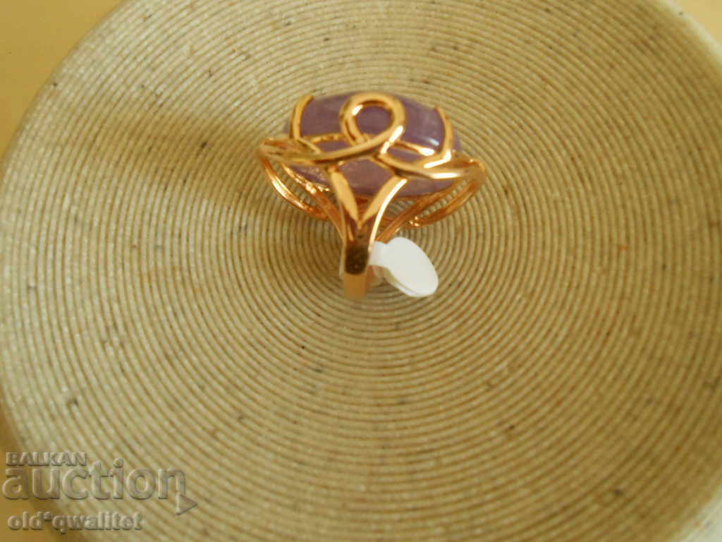 Exclusive silver RING, gold-plated with Amethyst, 20/15 mm - 7 Exclusive silver RING, gold-plated with Amethyst, 20/15 mm - 7