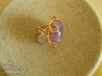 Inel exclusiv din argint, placat cu aur cu Ametist, 20/15 mm