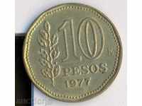 Аржентина 10 песос 1977 година