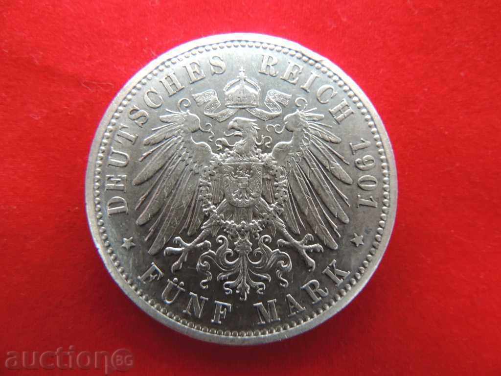 5 timbre 1901 Prusia / Germania argint