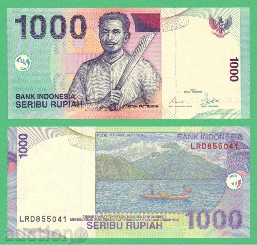 (¯` '• .¸ INDONESIA 1000 rupia 2000 UNC ¸. "'¯¯)