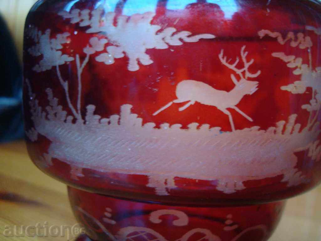 Vase, candlestick, color crystal, glass Bohemian engraving with price 59.95 BGN | € 30.65 Vase, candlestick, color crystal, glass Bohemian engraving with price 59.95 BGN | € 30.65