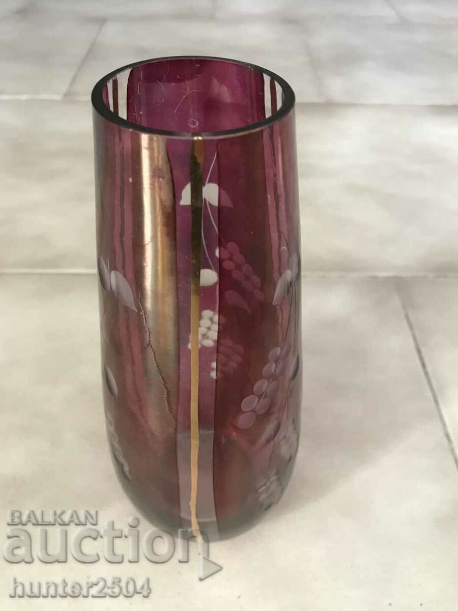Vase-20 cm, colored etched glass with price 39.95 BGN | € 20.43