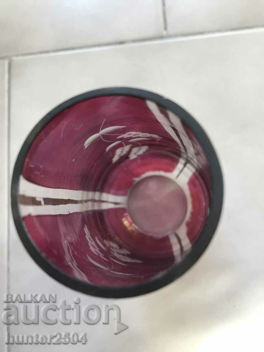 Auction  Vase-20 cm, colored etched glass