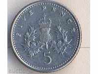 UK 5 pence 1990