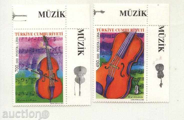 Чисти  марки Музикални инструменти 2002 от Турция