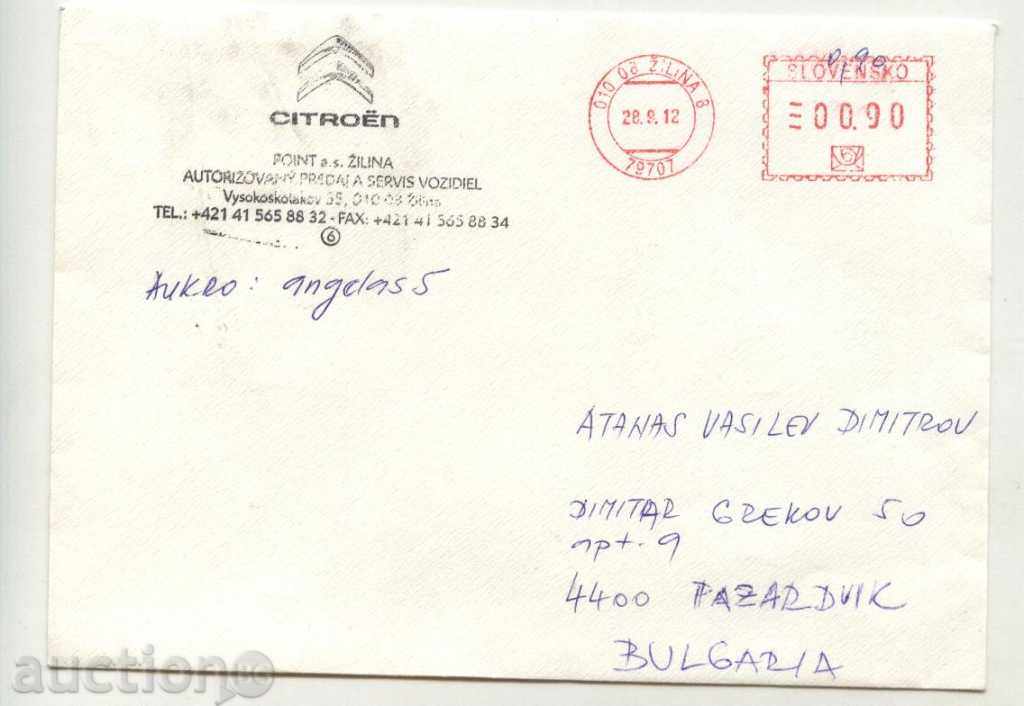 Traveled envelope from Slovakia