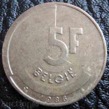 Belgium - 5 francs - 1986