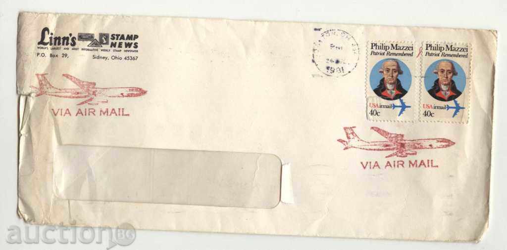 Пътувал плик с марки  1981 от САЩ